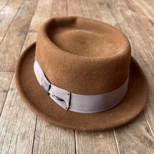 Bailey of Hollywood Darron Pork Pie Hat Mens Small Lite Felt Wool Brown Retro